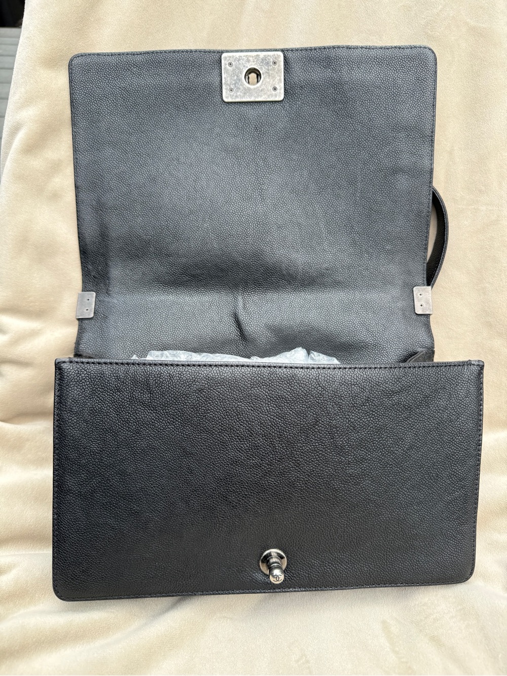 CHANEL Black Caviar Quilted Flap Boy Bag New Medium Aged Silver HW Luxury Chain - Picture 9 of 14